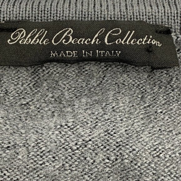 Men's Pebble Beach Collection Long Sleeve V-Neck Sweater Gray Woolmark Golf - Picture 6 of 12